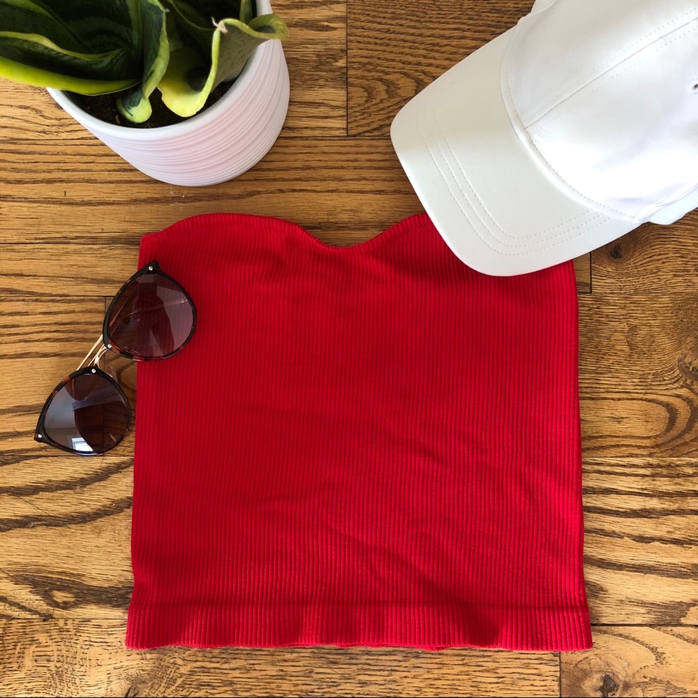 Red Strapped Crop Top - Picture 1 of 3